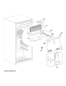 Freezer Section Diagram and Parts List for GIE21GSHCSS  General Electric Refrigerator