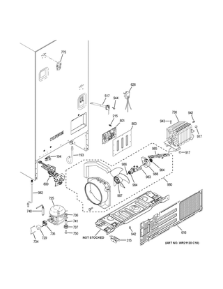 Machine Compartment Diagram and Parts List for GNE25JGKGFBB  General Electric Refrigerator