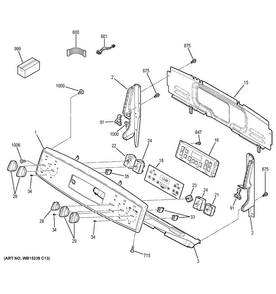 Control Panel Diagram and Parts List for JB640SF3SS  General Electric Range
