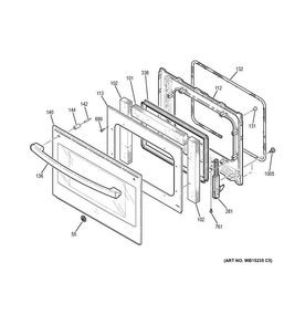 Door Diagram and Parts List for JS750EF2ES  General Electric Range