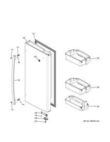 FRESH FOOD DOOR - RH Diagram and Parts List for GFE26GSKGSS  General Electric Refrigerator