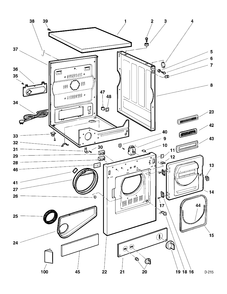 CONTROL/CABINET/DOOR Diagram and Parts List for DC3820W0  General Electric Dryer