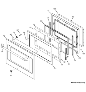DOOR Diagram and Parts List for CT9050EK2DS  General Electric Wall Oven
