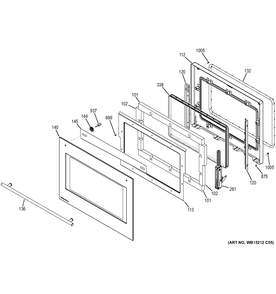 DOOR Diagram and Parts List for ZEK7000SH3SS  General Electric Wall Oven