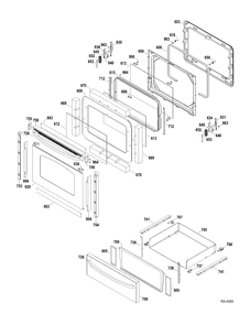 DOOR-DRAWER Diagram and Parts List for JCBP63SP3SS  General Electric Range