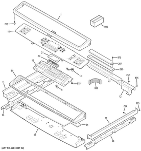 Control Panel Diagram and Parts List for PHS920SF2SS  General Electric Range