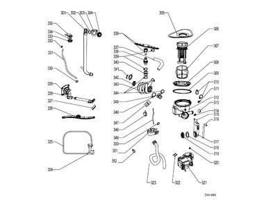 SUMP & MOTOR MECHANISM Diagram and Parts List for GPF400SGF00WW  General Electric Dishwasher