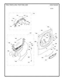 FRONT PANEL Diagram and Parts List for GFMS170EH0WW  General Electric Dryer
