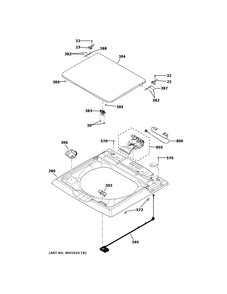 Top Panel And Lid Diagram and Parts List for NTW4011SW0WW  General Electric Washer