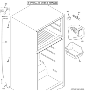 Ice Maker Diagram and Parts List for GAS18PGJFRWW  General Electric Refrigerator