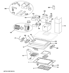 Hood Parts Diagram and Parts List for ZV800SJ2SS  General Electric Range Hood