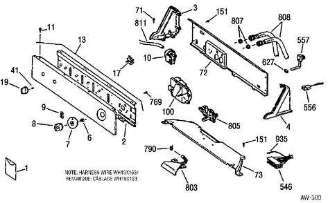 CONTROL GROUP Diagram and Parts List for GBSR1080A0WW  General Electric Washer