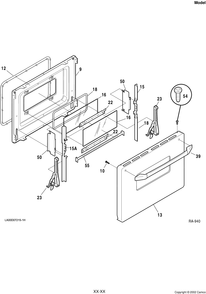 DOOR Diagram and Parts List for GRMF2150ZC-2  General Electric Range