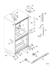 Hinge Parts Diagram and Parts List for ZBD6880K01SS  General Electric Refrigerator