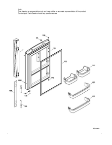 FF DOOR LEFT Diagram and Parts List for GBE21AGKAKWW  General Electric Refrigerator