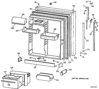 Part Location Diagram of WR2X8543 GE THIMBLE DOOR