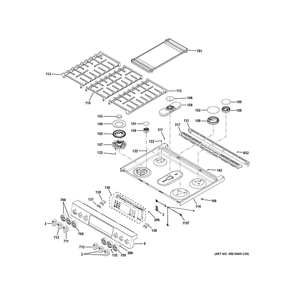 Control Panel And Cooktop Diagram and Parts List for PGS960YP3FS  General Electric Range