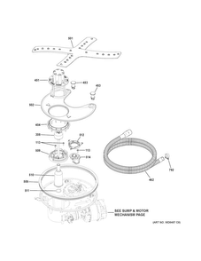 Sump & Filter Assembly Diagram and Parts List for CDT865SSJ0SS  General Electric Dishwasher