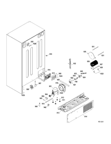 SYSTEM Diagram and Parts List for DSRF5KGXCEWW  General Electric Refrigerator