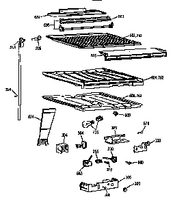 Compartment Separator Assembly Diagram and Parts List for TBX18J1SGRAD  General Electric Refrigerator