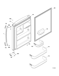 FF DOOR Diagram and Parts List for GBRC0FAYARWW  General Electric Refrigerator