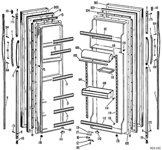 DOOR ASSEMBLY Diagram and Parts List for TFXC22KLL  General Electric Refrigerator