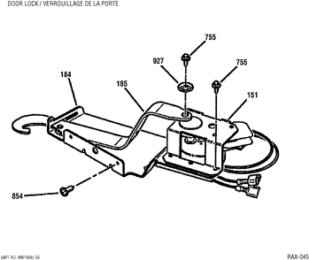 DOOR LOCK Diagram and Parts List for JCKP18BW-1  General Electric Range