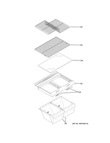 FRESH FOOD SHELVES Diagram and Parts List for GTE16DTHLRCC  General Electric Refrigerator