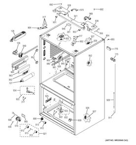 Case Parts Diagram and Parts List for CFE28USHESS  General Electric Refrigerator
