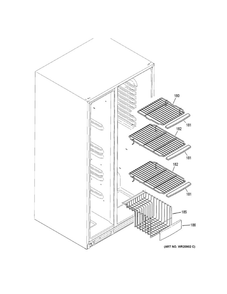 Freezer Shelves Diagram and Parts List for GSS25GGHGCWW  General Electric Refrigerator