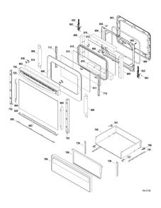 DOOR-DRAWER Diagram and Parts List for JCBP660DT1WW  General Electric Range