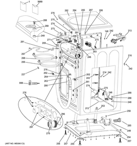 Cabinet & Top Panel Diagram and Parts List for GFWN1600J0WW  General Electric Washer