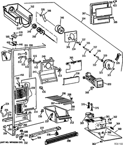 FREEZER SECTION Diagram and Parts List for 39730  General Electric Refrigerator