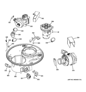 Part Location Diagram of WD01X20307 GE SHIELD PUMP DRAIN