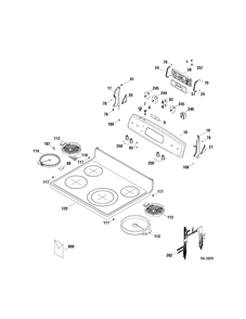 CONTROLS & COOKTOP Diagram and Parts List for JCBP66DP1BB  General Electric Range