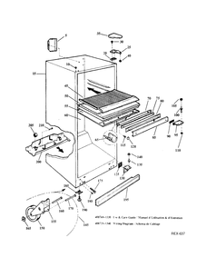 CABINET GROUP Diagram and Parts List for 33120-1  General Electric Refrigerator
