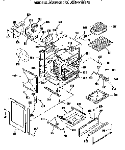 Main Body Diagram and Parts List for JGSP30GEP2  General Electric Range