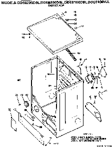Cabinet Diagram and Parts List for DDE8100DBL  General Electric Dryer