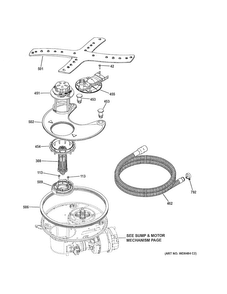 Sump/filter Diagram and Parts List for PDT760SSF0SS  General Electric Dishwasher