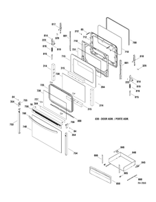 DOOR & DRAWER Diagram and Parts List for JCBP70DP1WW  General Electric Range