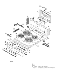 BACKGUARD & COOKTOP Diagram and Parts List for JCAS745M2BB  General Electric Range