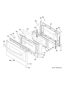 Lower Door Diagram and Parts List for PGB965BP3TS  General Electric Range