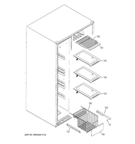 Freezer Shelves Diagram and Parts List for GSS23HSHBCSS  General Electric Refrigerator