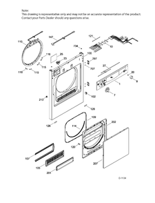 DOOR Diagram and Parts List for PSKS333EB5WW  General Electric Dryer