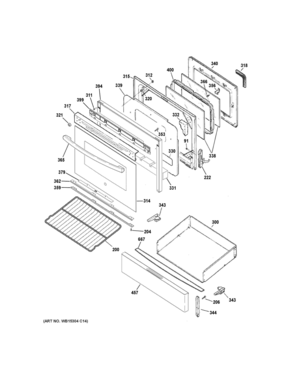 DOOR DRAWER PARTS Diagram and Parts List for JGB635DEK2CC  General Electric Range