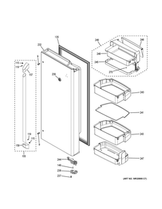 Fresh Food Door - Rh Diagram and Parts List for CYE22USHCSS  General Electric Refrigerator