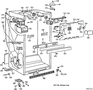 CABINET Diagram and Parts List for TBX22P1YARBB  General Electric Refrigerator