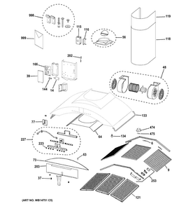 Hood Parts Diagram and Parts List for ZV850SP2SS  General Electric Range Hood