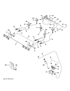 Gas And Burner Parts Diagram and Parts List for GGS500PV1SS  General Electric Range