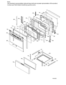 DOOR & DRAWER Diagram and Parts List for JCB635SK1SS  General Electric Range